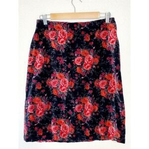 H&M x Hennes Collection Rose Floral Velvet Vintage Style Mini‎ Skirt. Size 8